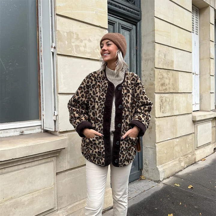 Aimée | Veste d'automne à imprimé léopard pour femmes