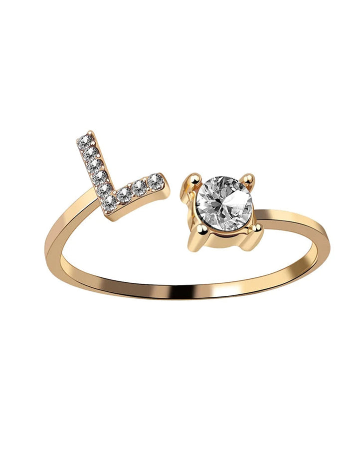 Bague ouverte en zircone avec initiales