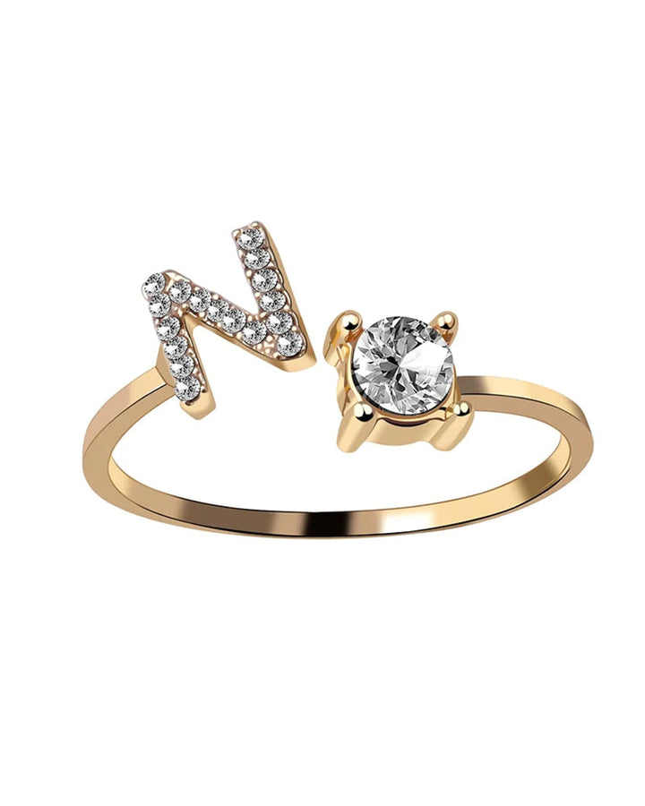 Bague ouverte en zircone avec initiales