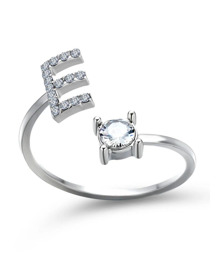 Bague ouverte en zircone avec initiales