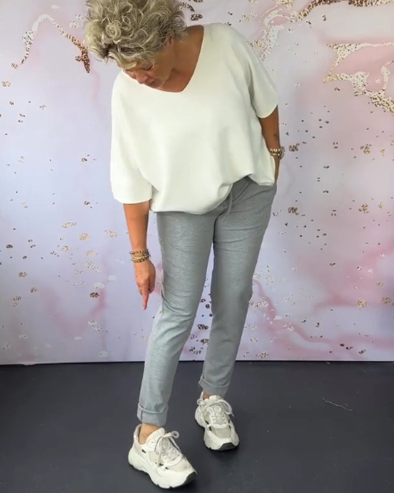 Pantalon décontracté de couleur unie avec cordon de serrage et poche