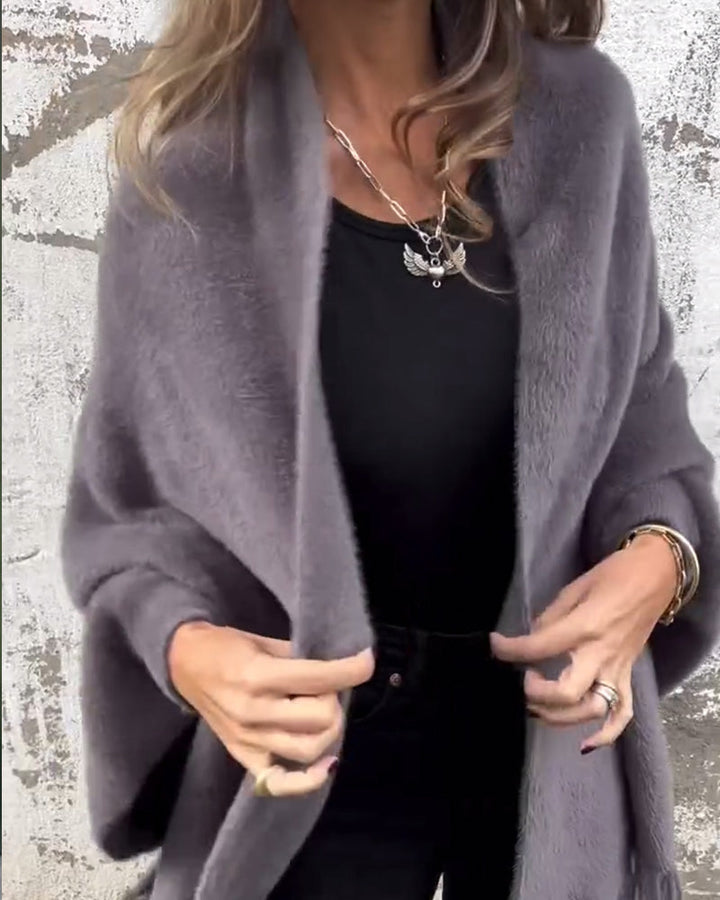 Cardigan décontracté à franges de couleur unie
