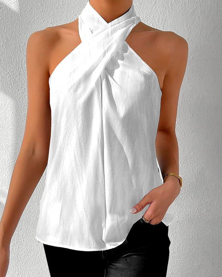Débardeur Mode Halter Couleur Unie