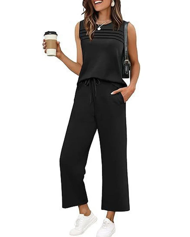 Ensemble Deux Pièces Top Gilet Plissé