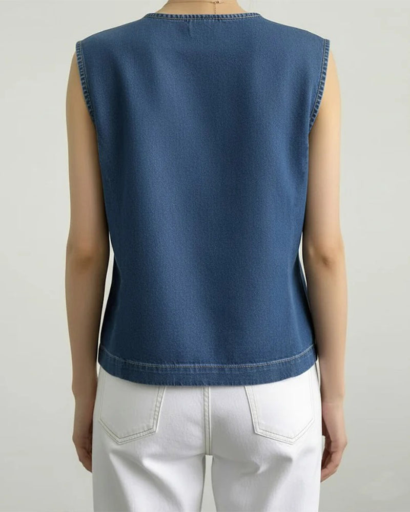 Débardeur Asymétrique Attacher Denim