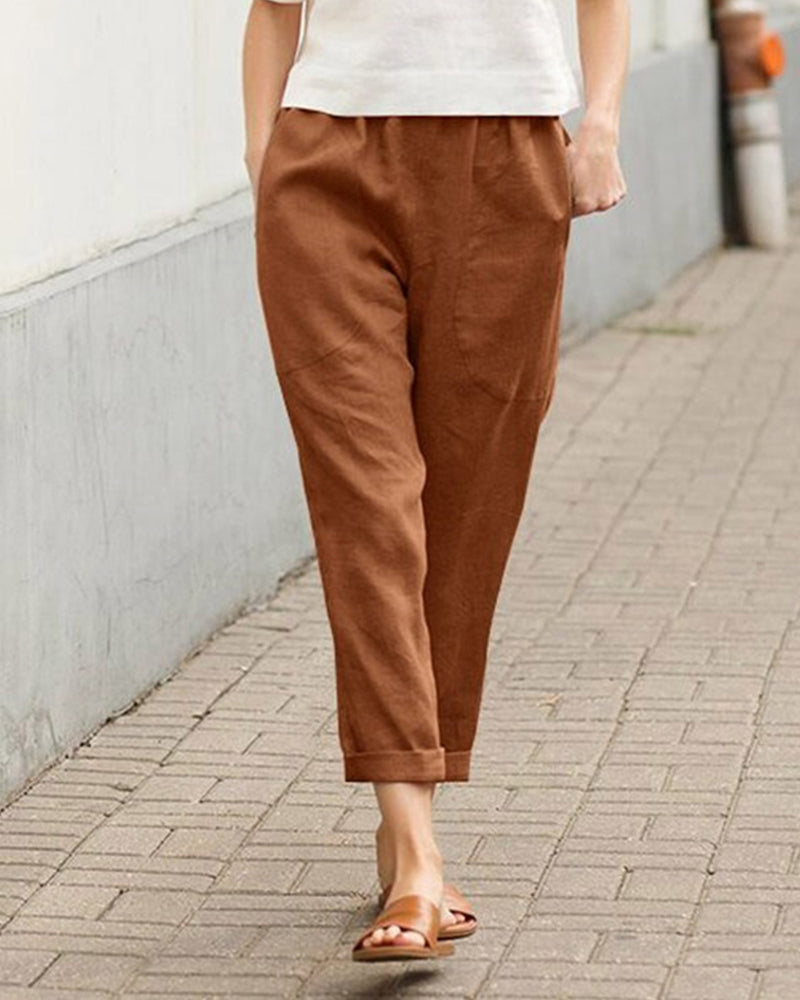 Pantalon décontracté de couleur unie