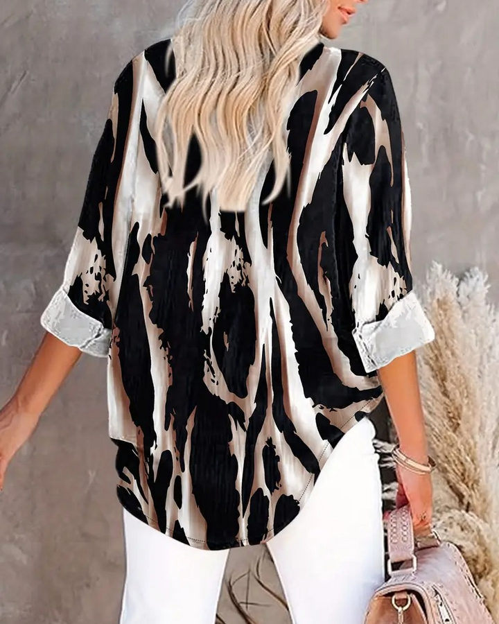 Blouse Col Montant Imprimé Irrégulier