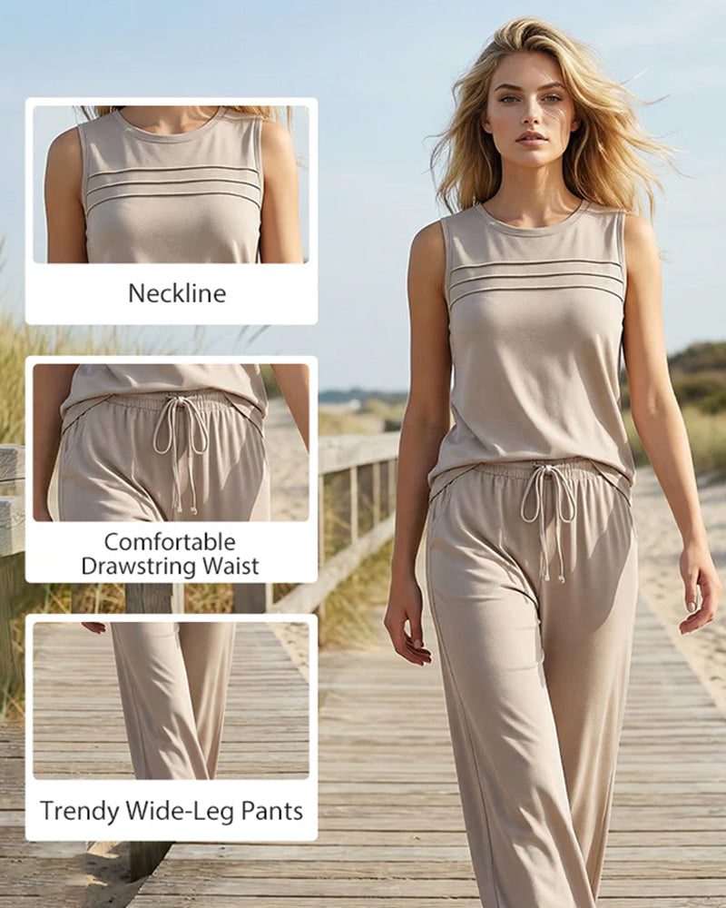 Ensemble Deux Pièces Top Gilet Plissé