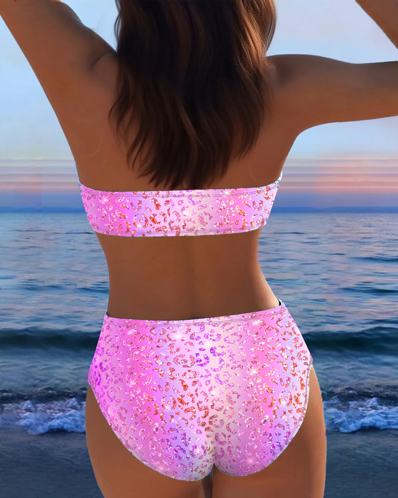 Bikini Imprimé Léopard Bandeau