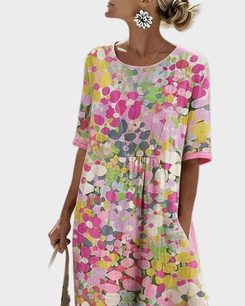 Élise | Robe midi fluide et légère à motif floral