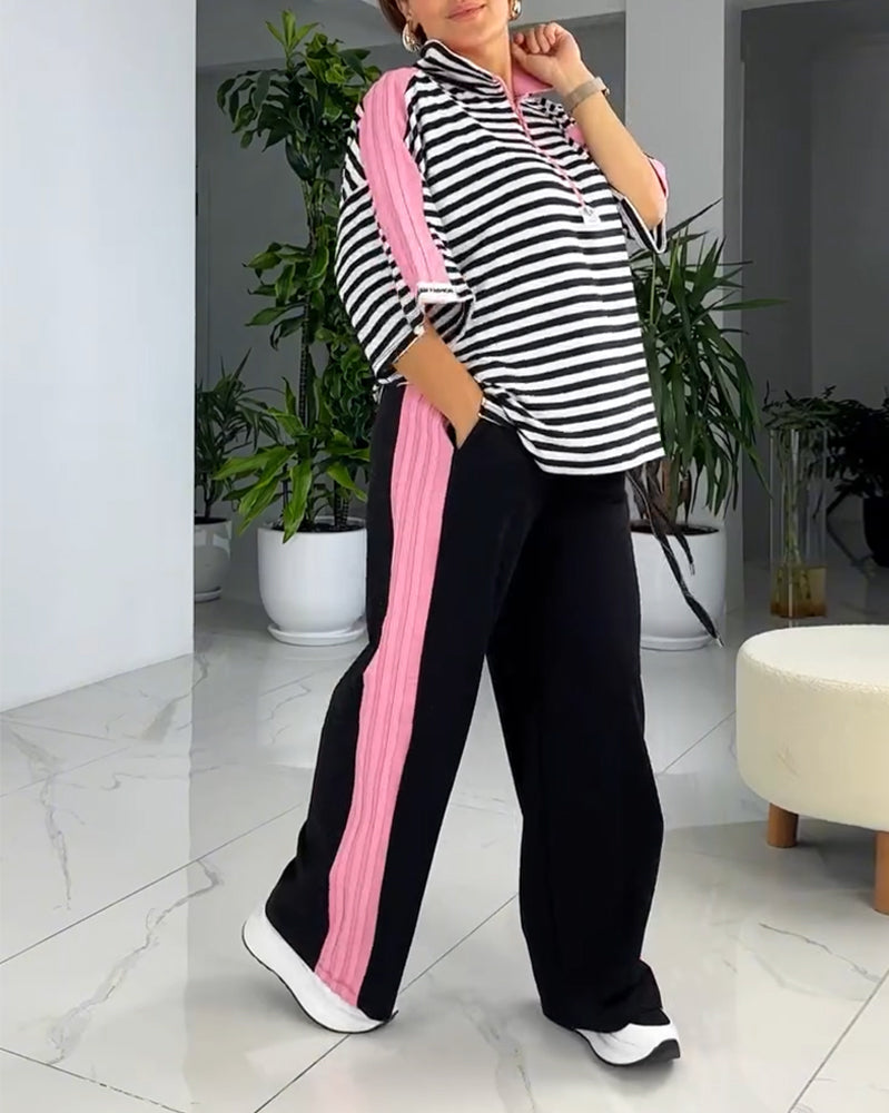 Costume Imprimé Rayé Pantalon Large