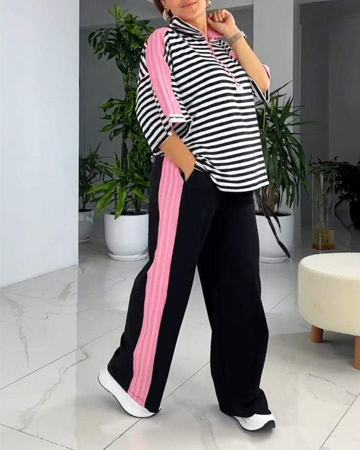 Costume Imprimé Rayé Pantalon Large