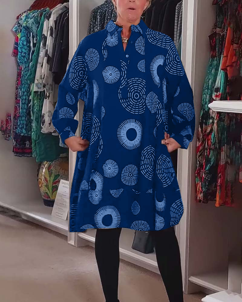 Robe décontractée à revers à imprimé géométrique