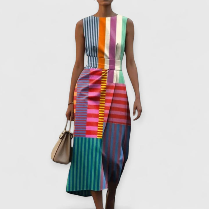 Manon | Robe multicolore à rayures sans manches