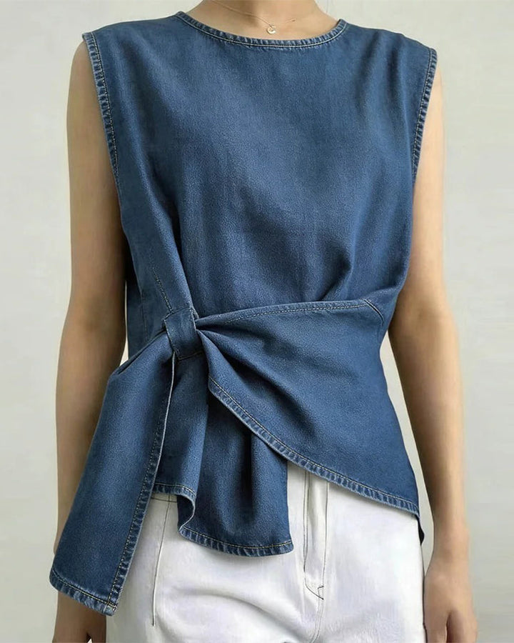 Débardeur Asymétrique Attacher Denim