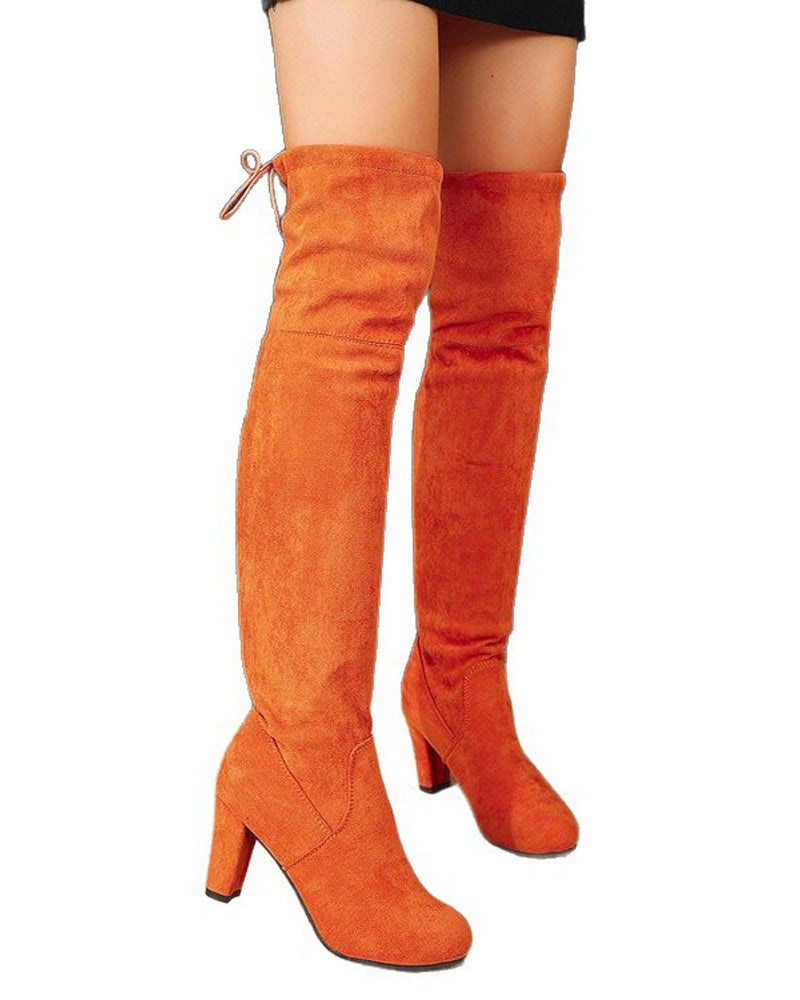 Bottes Élégantes Au-Dessus Du Genou En Daim Synthétique