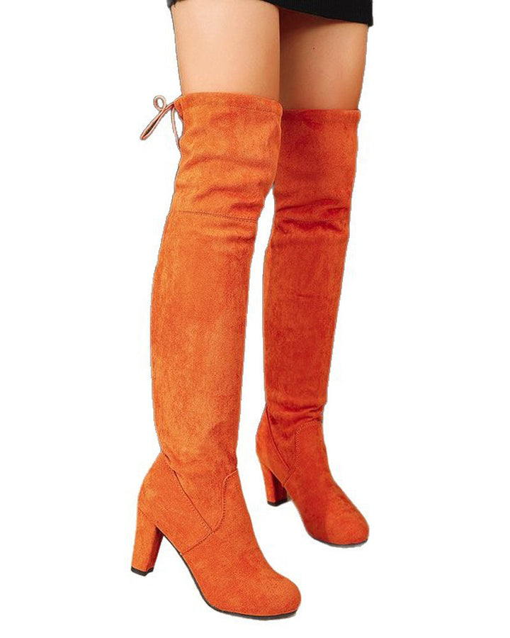Bottes Élégantes Au-Dessus Du Genou En Daim Synthétique