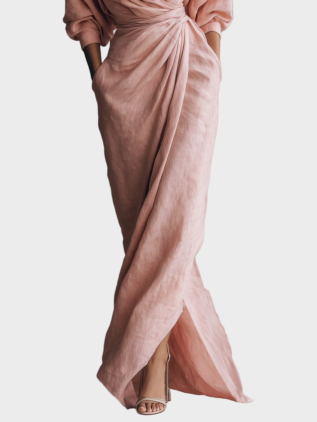 Robe Maxi en Lin avec Décolleté Pointu
