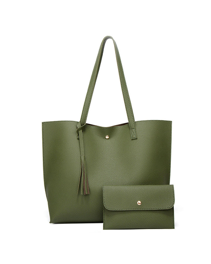 Capacité avec sac à bandoulière à pampilles de couleur unie avec grand