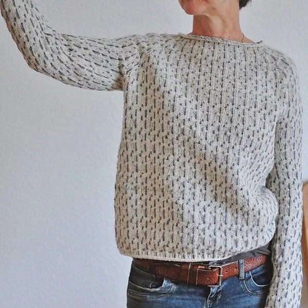 Liesbeth | Pull en maille gris élégant à manches longues pour femme
