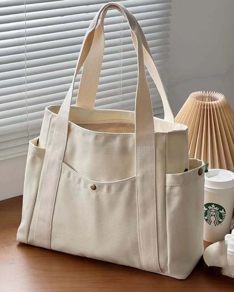 Sac en toile de grande capacité avec doubles poignées