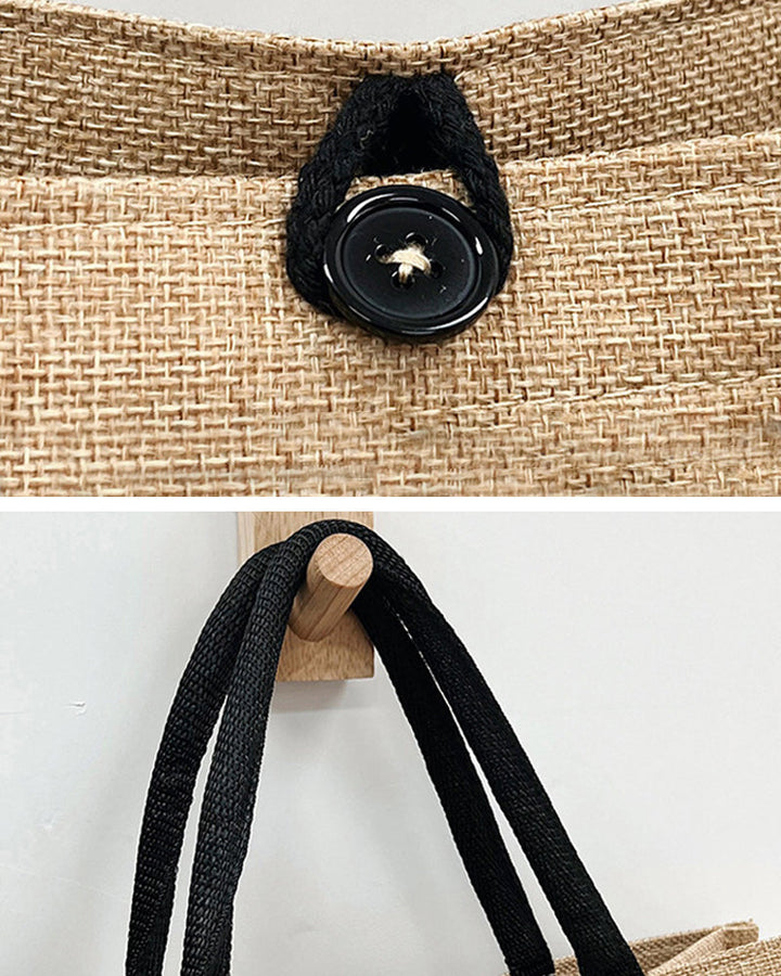 Sac à bandoulière grande capacité en lin portable