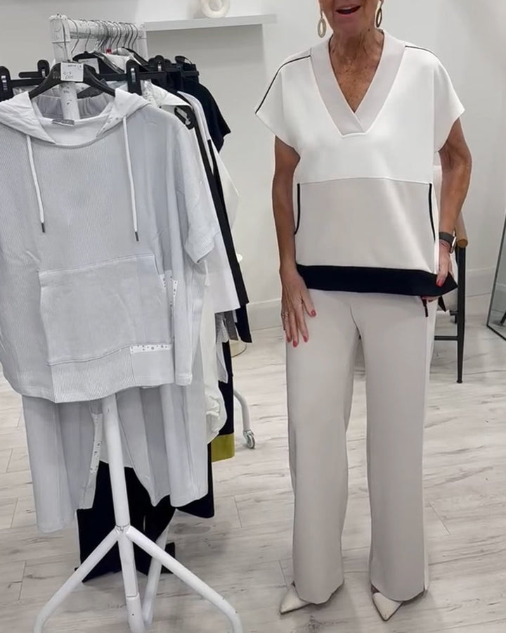 Ensemble Décolleté En V Assorti Fendu Décontracté