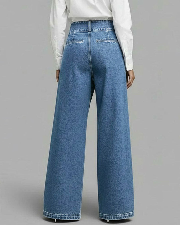Pantalon Tendance Jambe Large En Denim