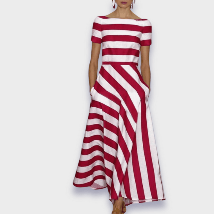 Robe longue rayée cousue à la main