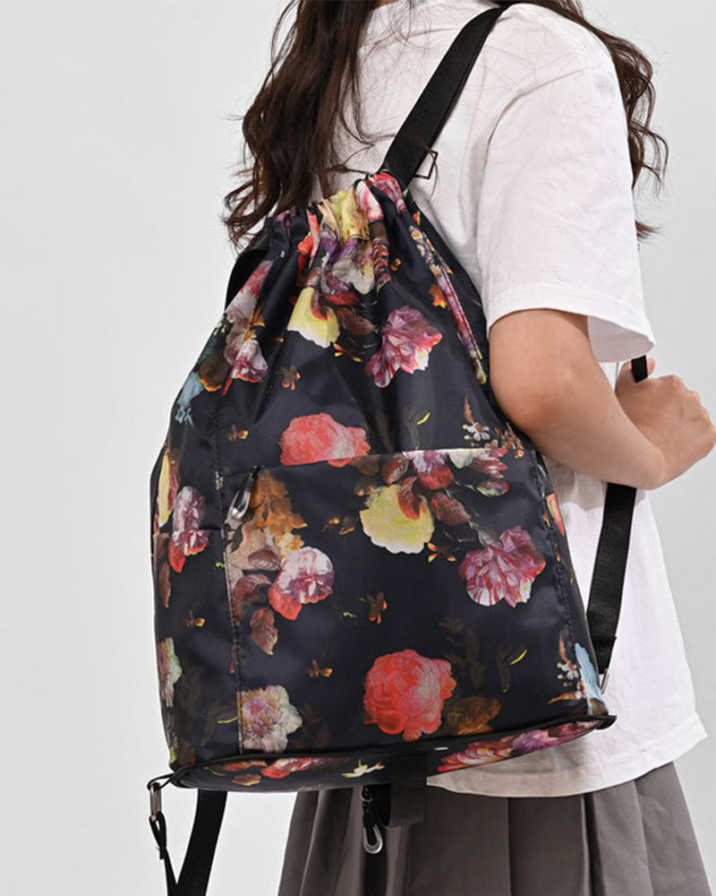 Sac à bandoulière avec cordon de serrage de style ethnique