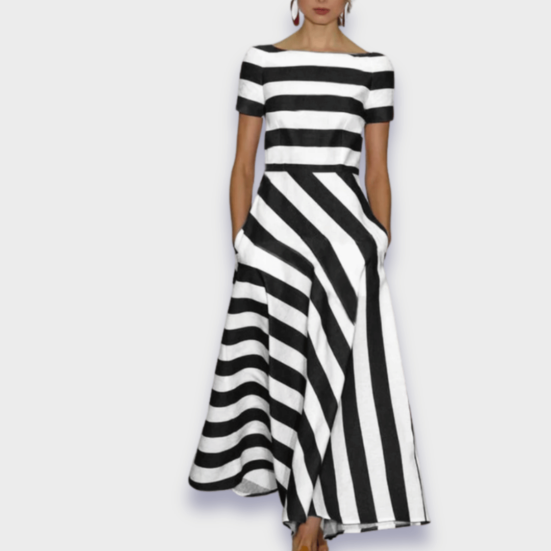 Robe longue rayée cousue à la main