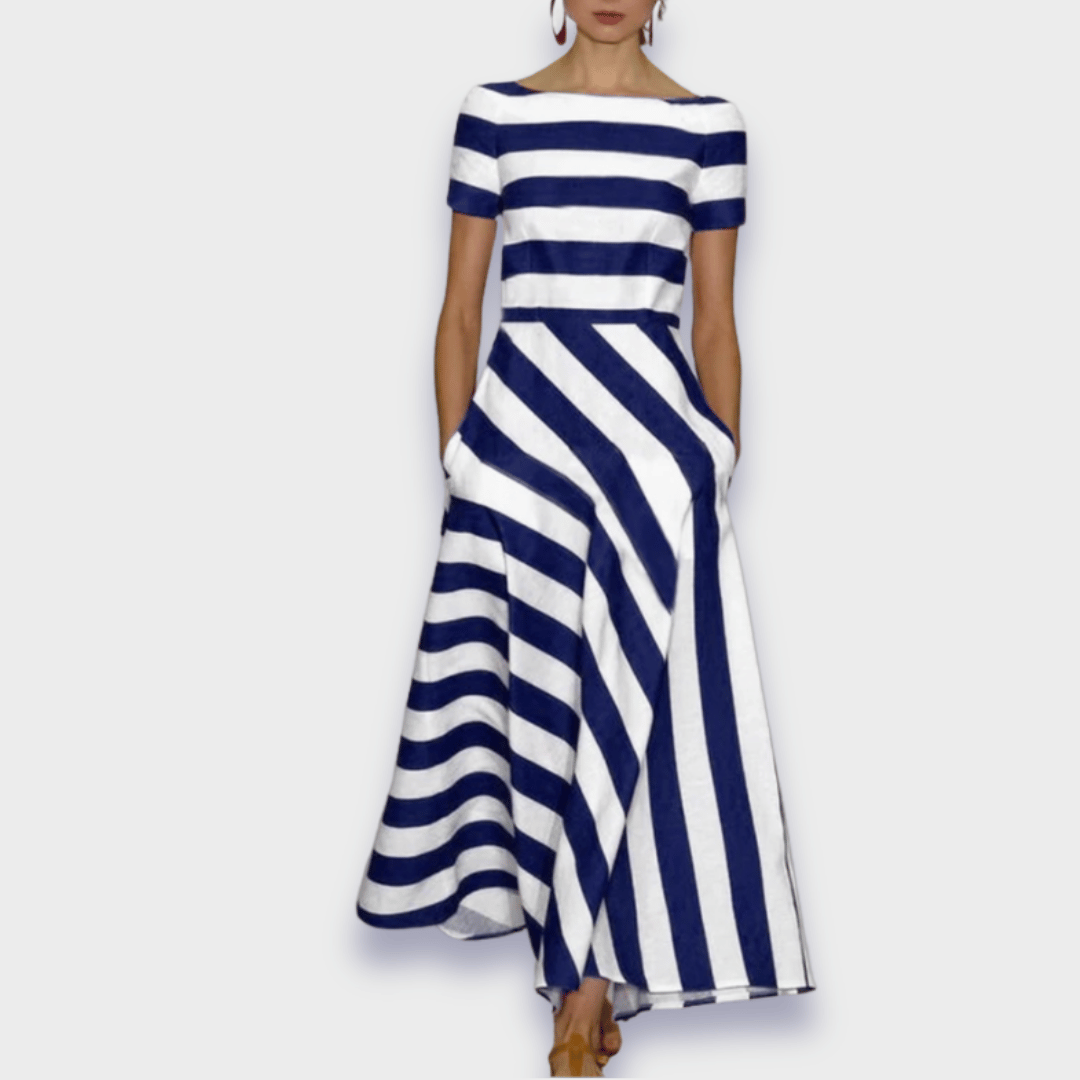 Robe longue rayée cousue à la main