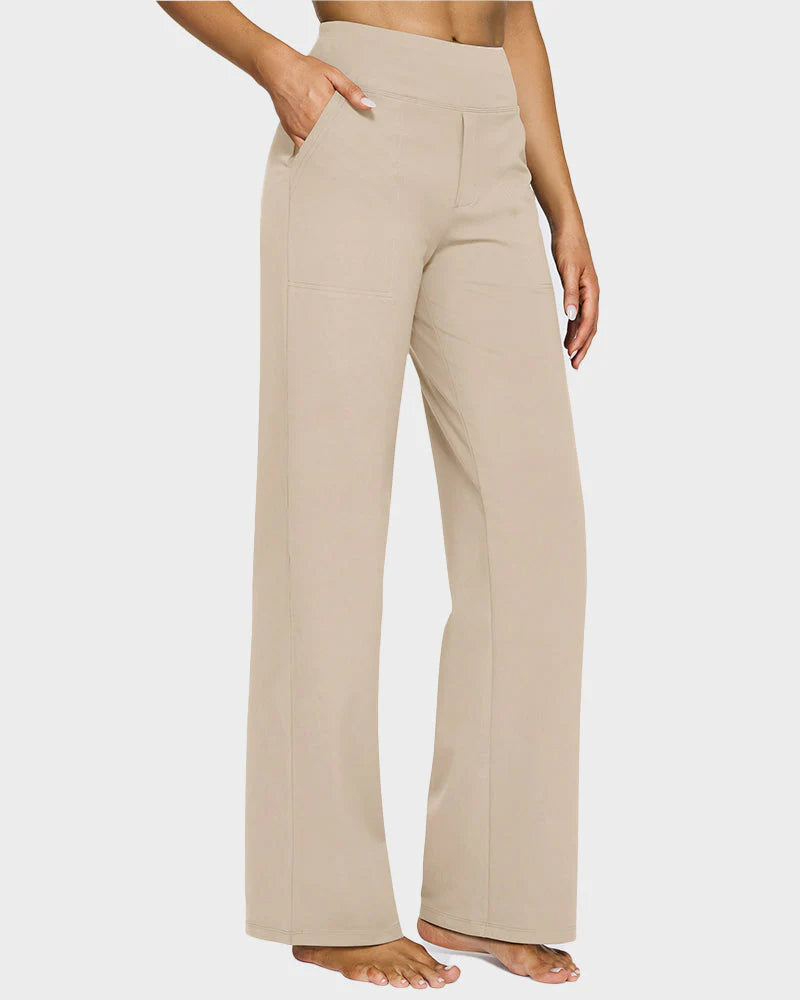 Pantalon Femme Taille Haute Extensible Décontracté Yoga Jambe Large