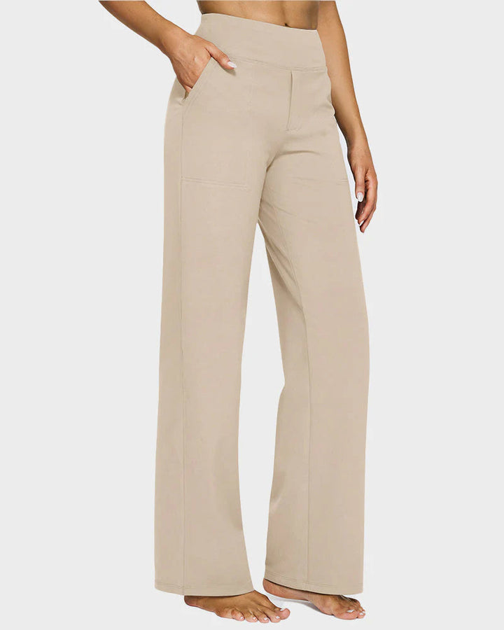 Pantalon Femme Taille Haute Extensible Décontracté Yoga Jambe Large