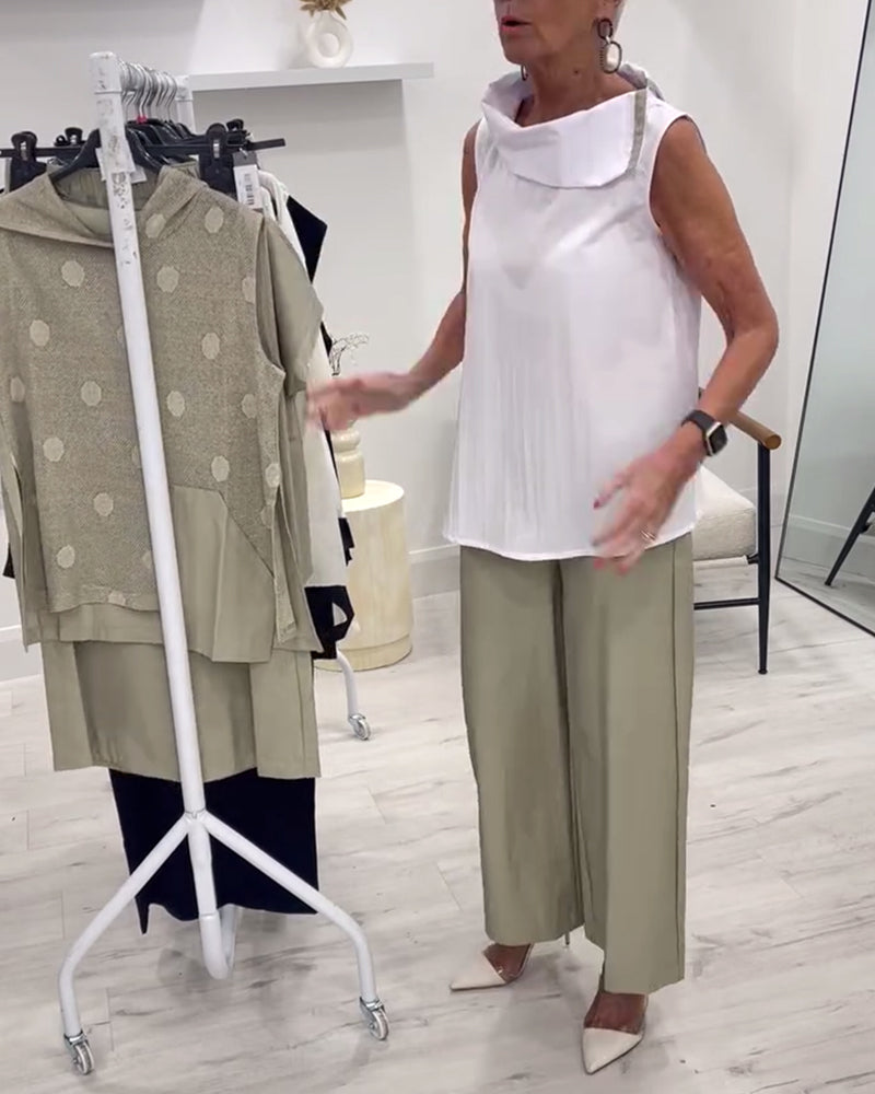 Costume Sans Manches Large Col Tendance