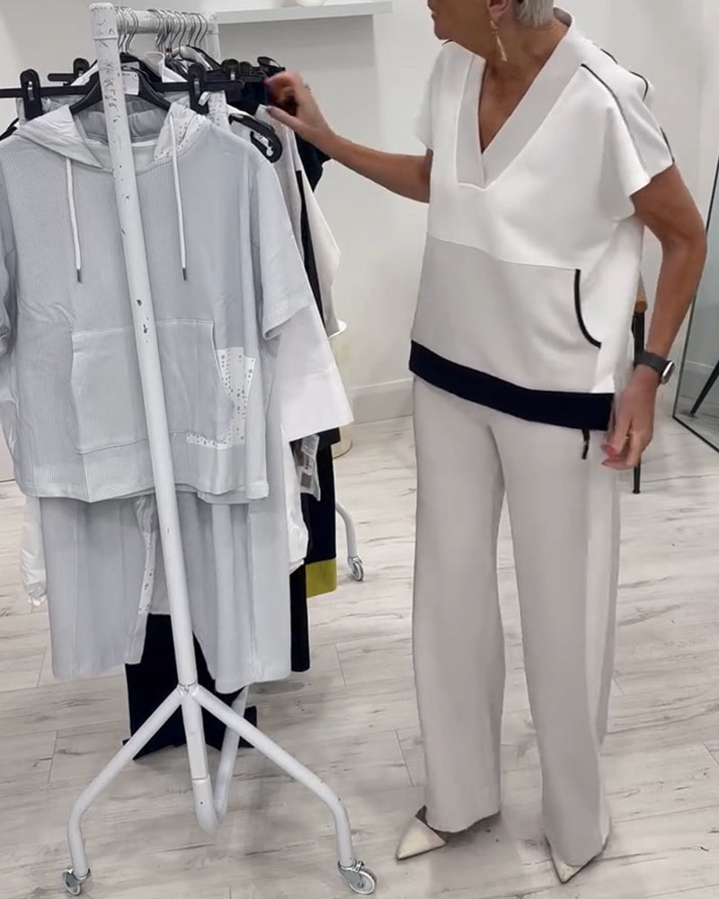Ensemble Décolleté En V Assorti Fendu Décontracté