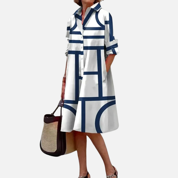 Robe midi à motif géométrique
