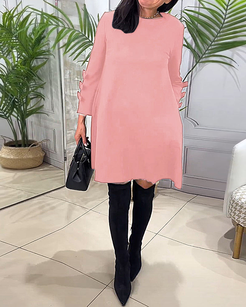 Robe décontractée au genou avec manches longues