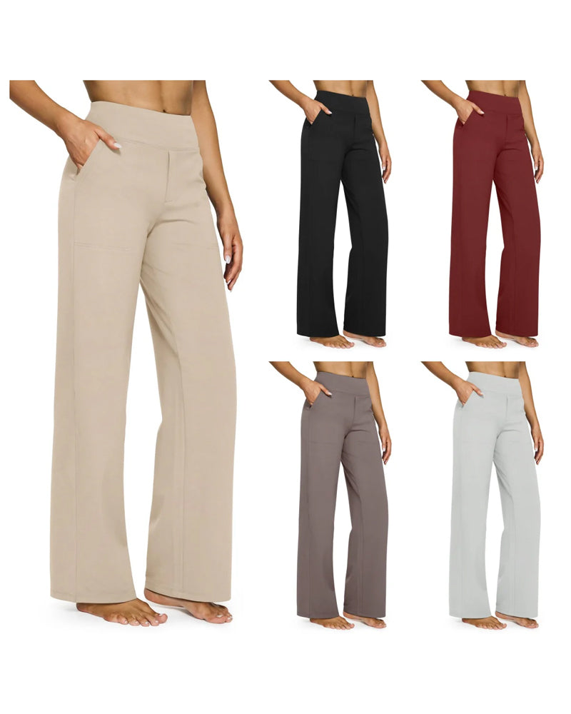 Pantalon Femme Taille Haute Extensible Décontracté Yoga Jambe Large