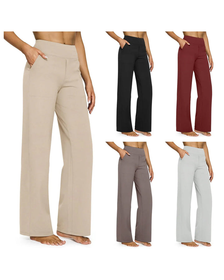 Pantalon Femme Taille Haute Extensible Décontracté Yoga Jambe Large