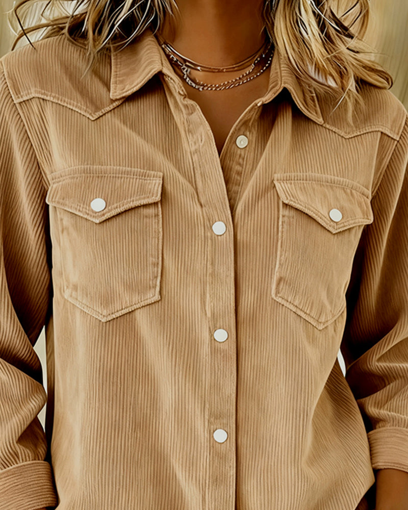 Chemise À Manches Longues À Revers Et Boutonnée