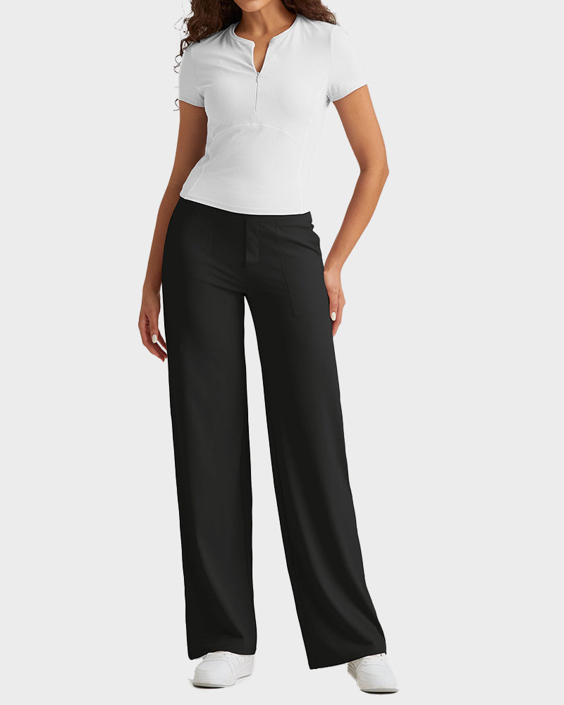 Pantalon Femme Taille Haute Extensible Décontracté Yoga Jambe Large