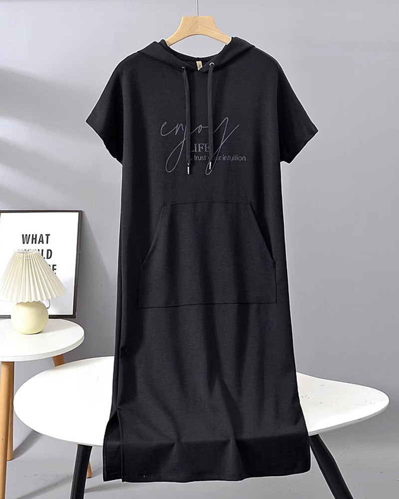 Robe À Capuche Décontractée Cordon