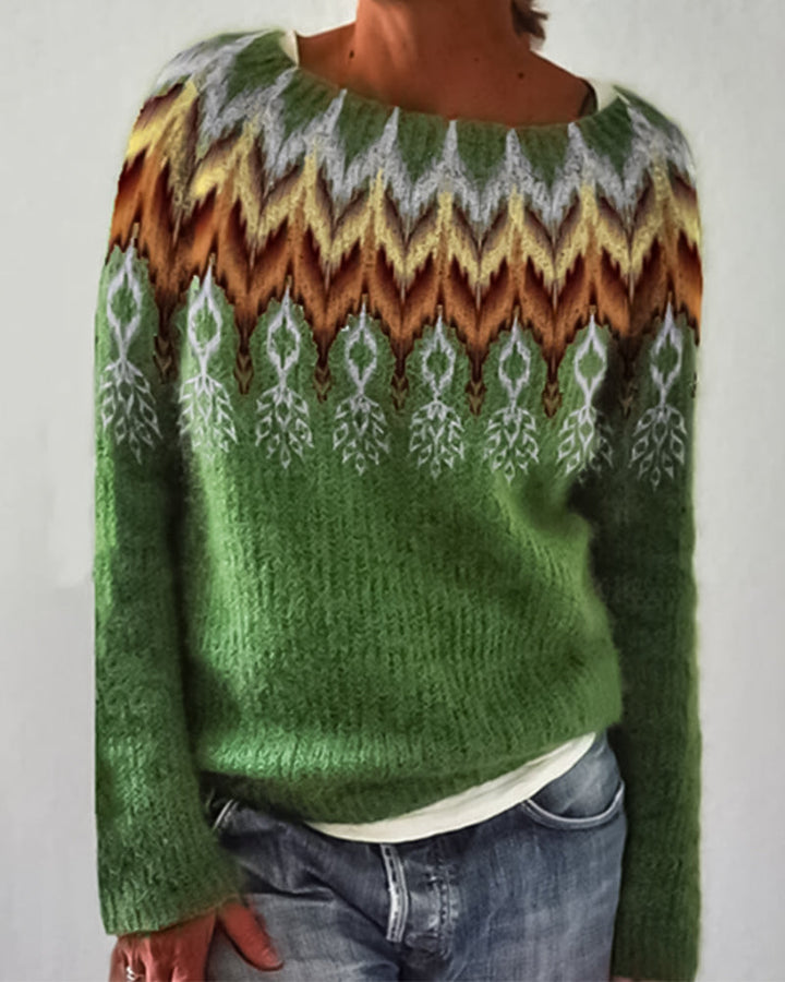Pull-over col rond bloc de couleur