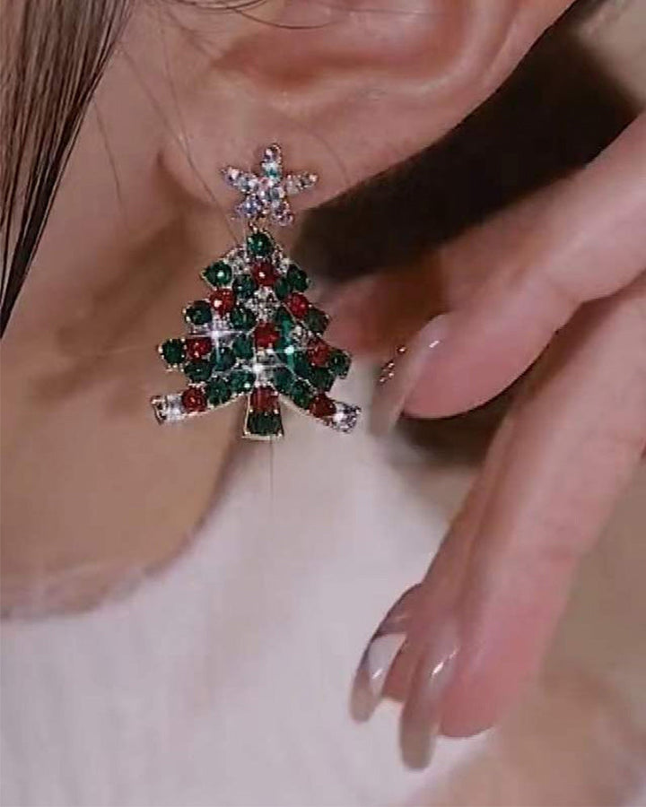 Boucles d'oreilles à tige en forme de sapin de noël