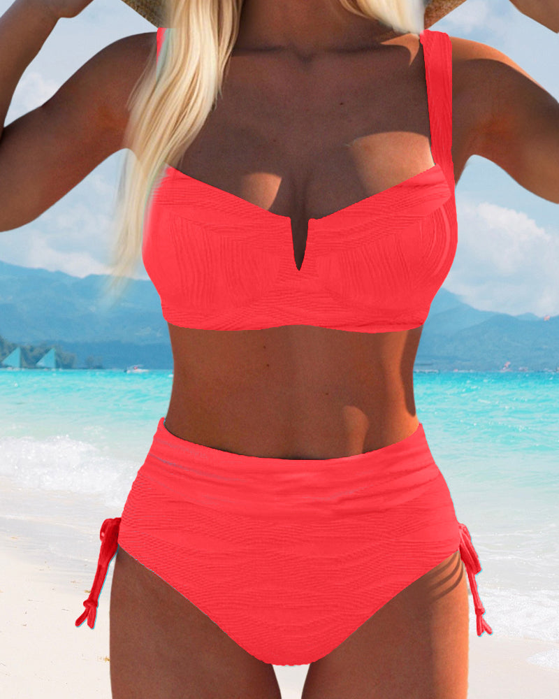 Maillot de Bain Style Soutien-gorge Haute Taille Triangle