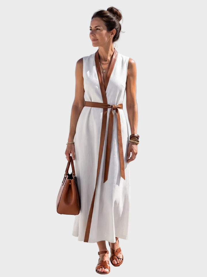 Manon | Robe Midi avec Détail Contrasté