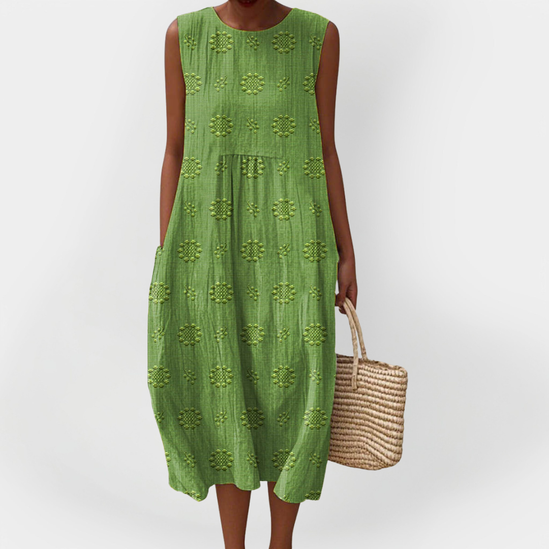 Robe sans manches en coton élégante avec poches