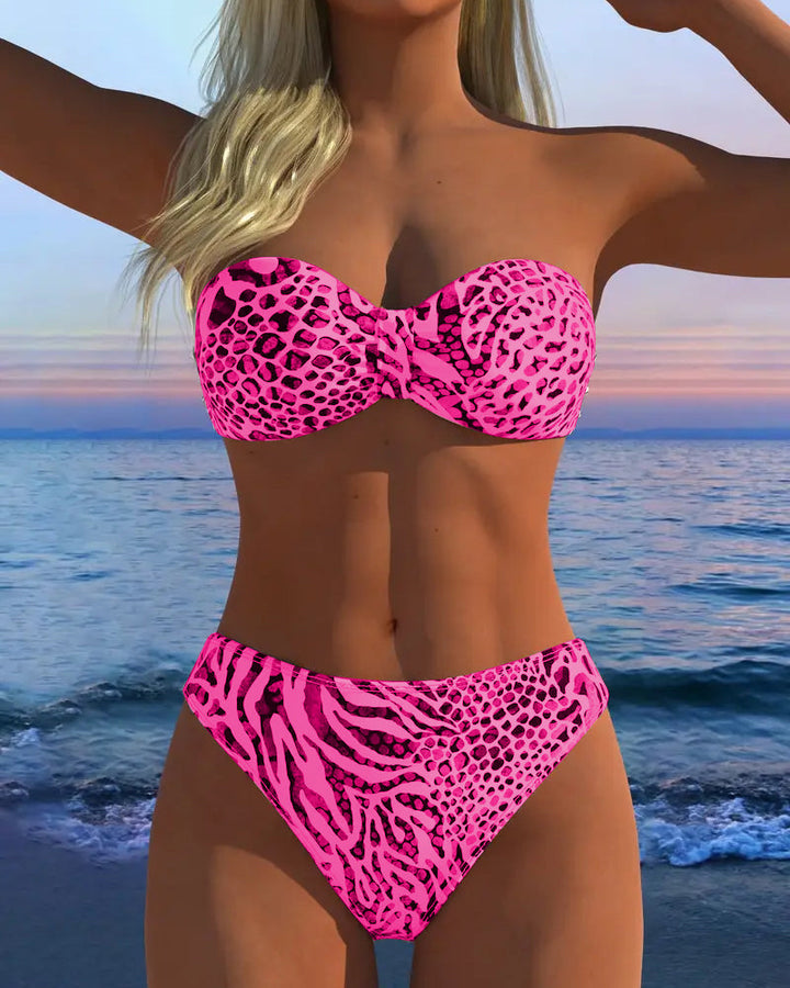 Maillot De Bain Sexy Imprimé Léopard Deux-Pièces