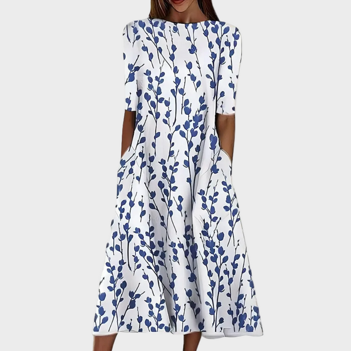 Capucine | Robe Midi aux Fleurs Marines